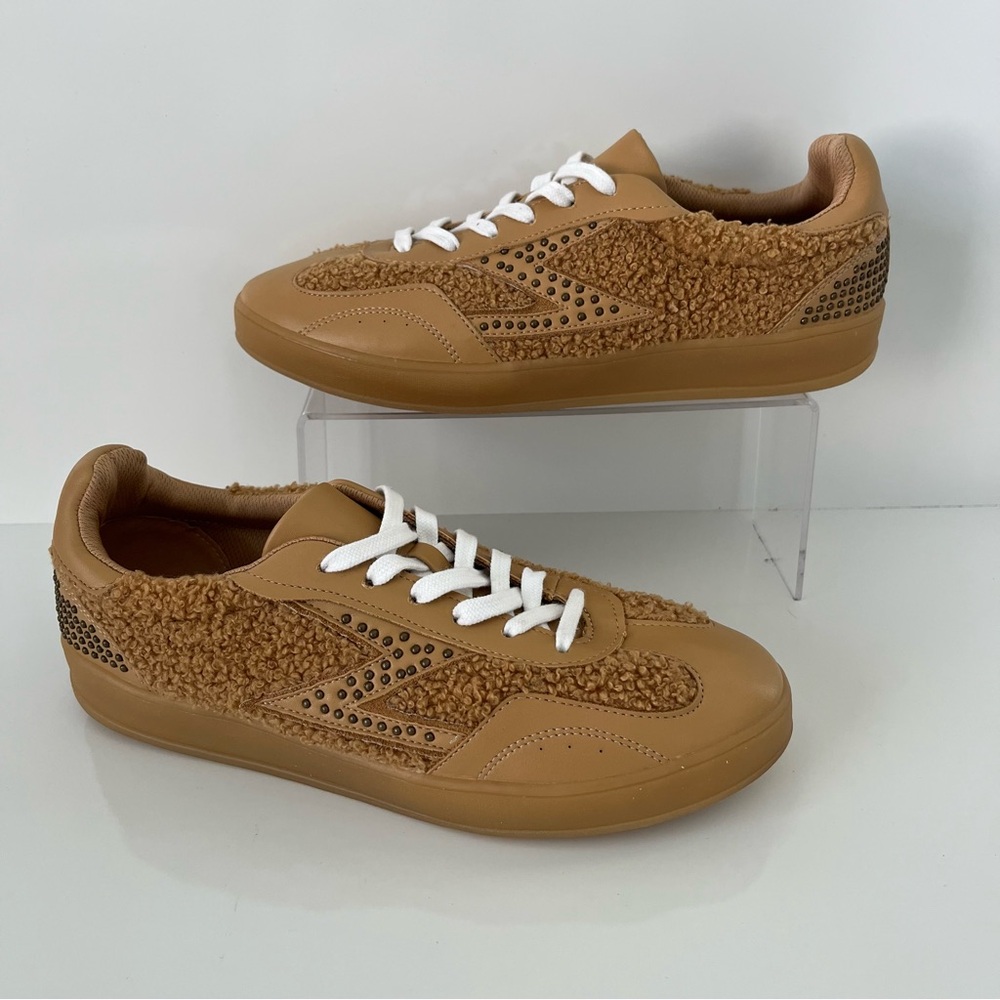 Zodiac Sansa Studded Sneakers Tan Shearling 10 - Picture 3 of 14